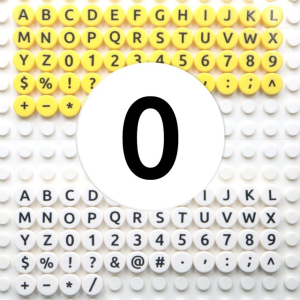 Tile - Letter - 1x1 Round - Black on White - 0 Tile - Letter - 1x1 Round - Black on White - 0